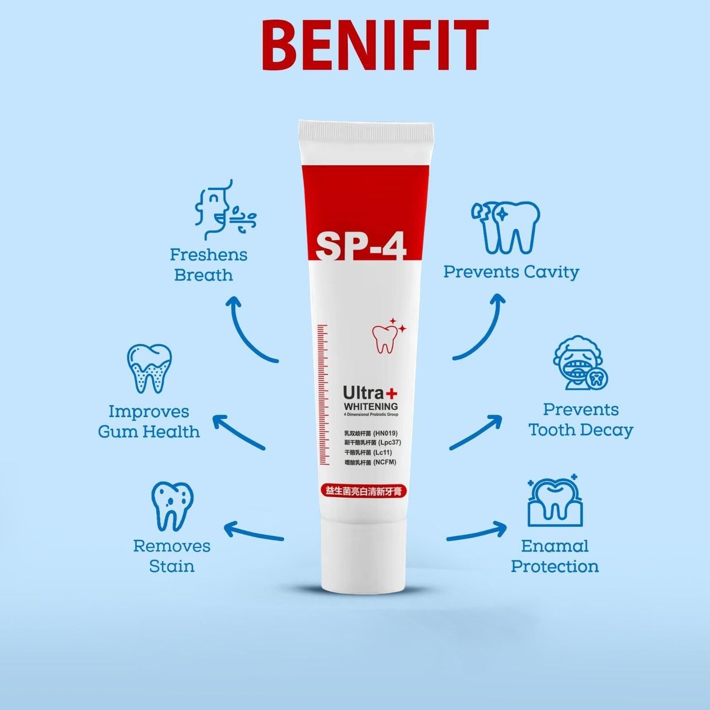 SP-4 Probiotic Teeth Whitening Toothpaste